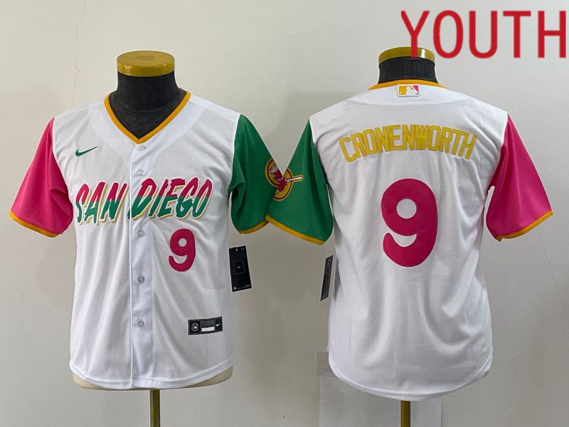 Youth San Diego Padres #9 Cronenworth White City Edition Nike 2022 MLB Jerseys->youth mlb jersey->Youth Jersey